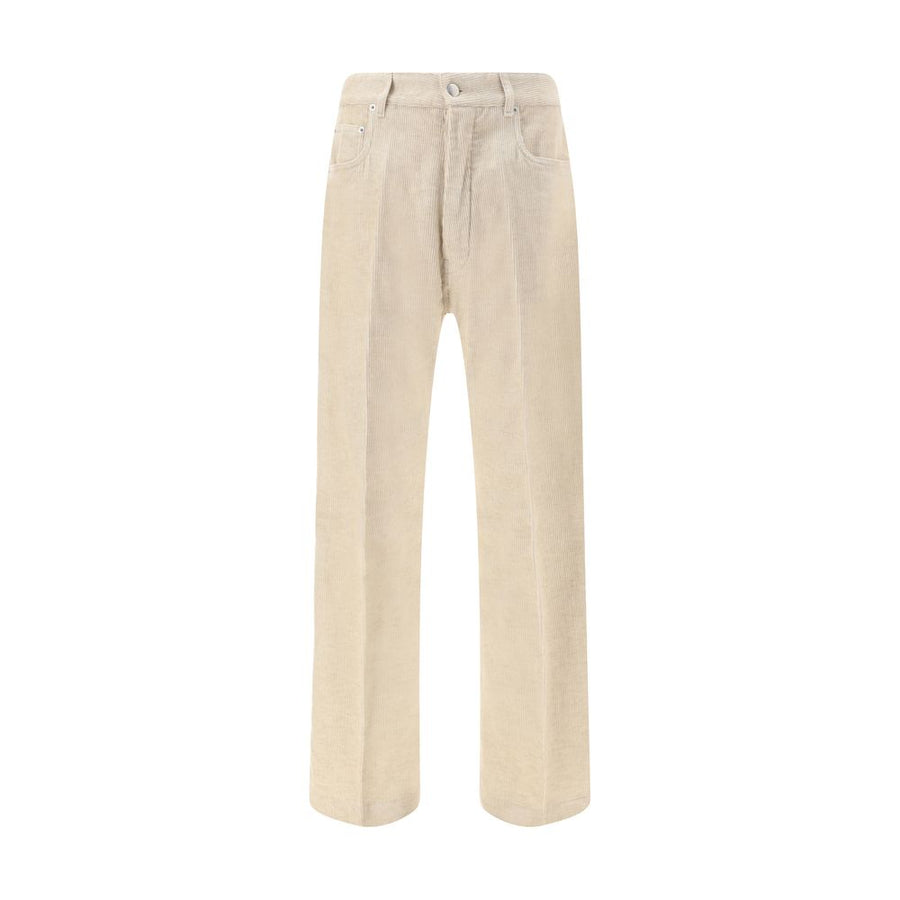 Beige Cotton Casual Pants