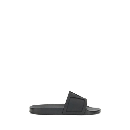 Black Rubber Flat Sandals