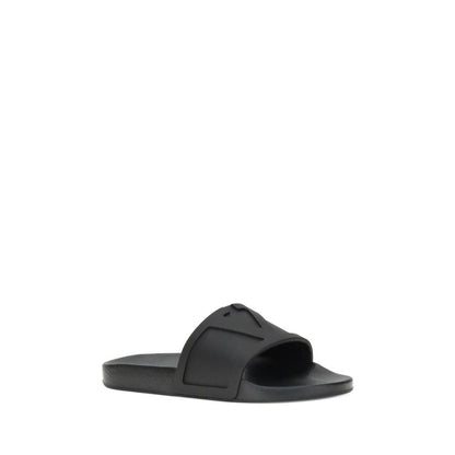 Black Rubber Flat Sandals
