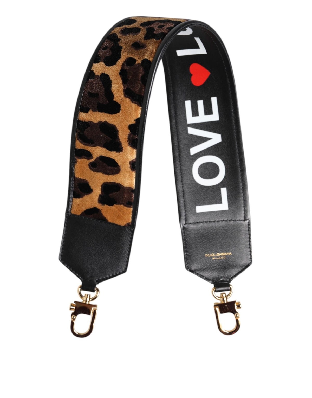 Black Leopard Print Reversible Bag Shoulder Strap