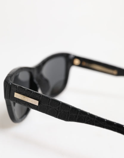 Black Leather Frame DG4177 Tinted Lens Sunglasses