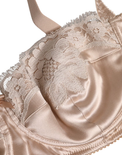 Biege Silk Underwired Balconette Bra Underwear