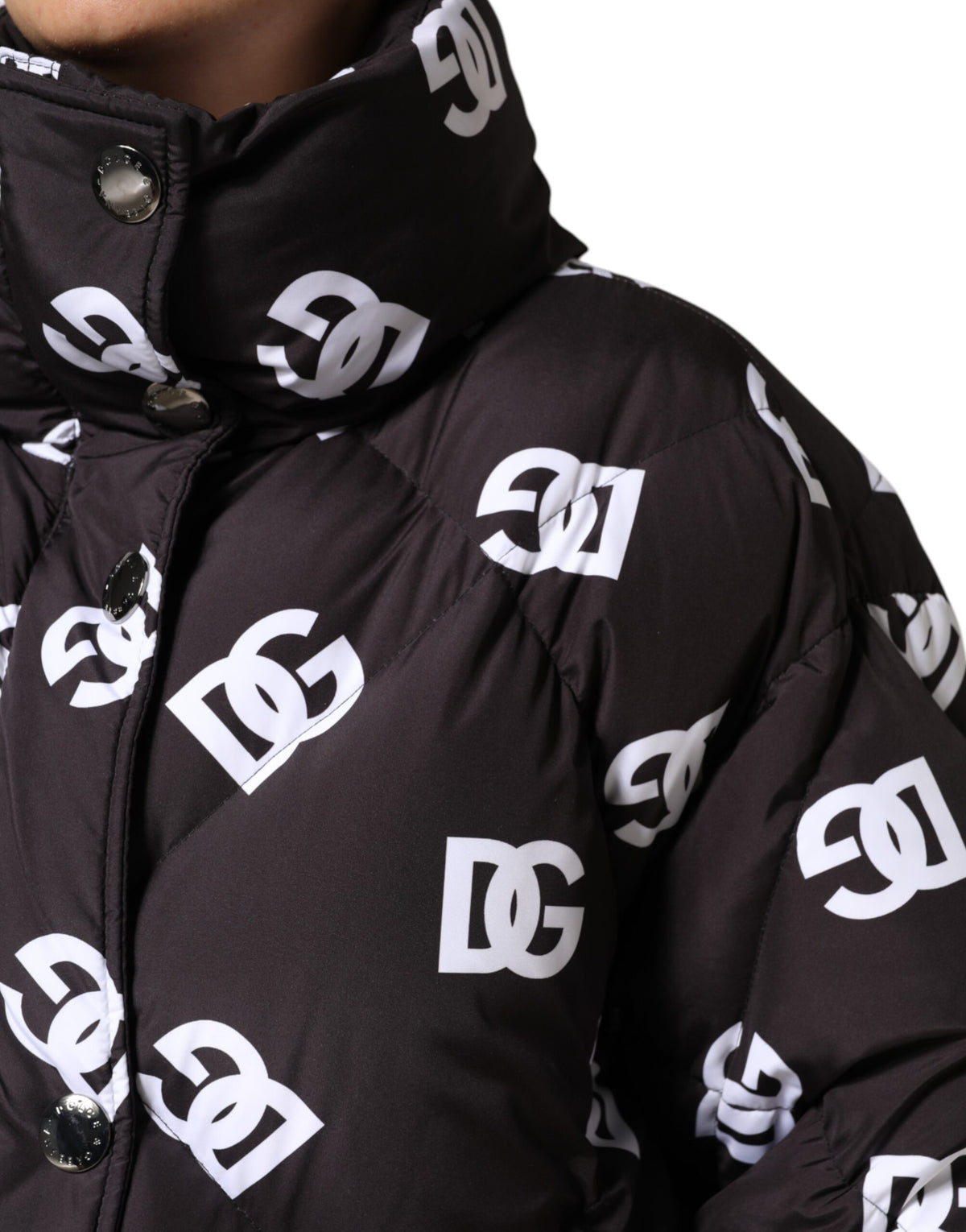 Black DG Mania Puffer Quilted Long Coat Jacket