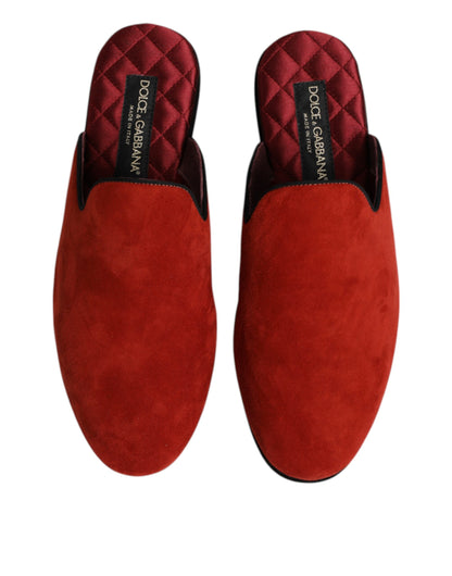Orange Suede Slides Flat Slipper Shoes