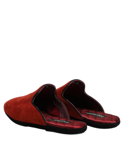 Orange Suede Slides Flat Slipper Shoes