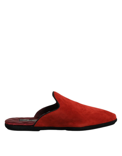 Orange Suede Slides Flat Slipper Shoes