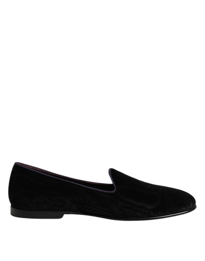 Black DG Crown Embroidery Loafers Slip On Shoes
