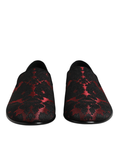 Red Black Jacquard Slip On Men Loafers Shoes