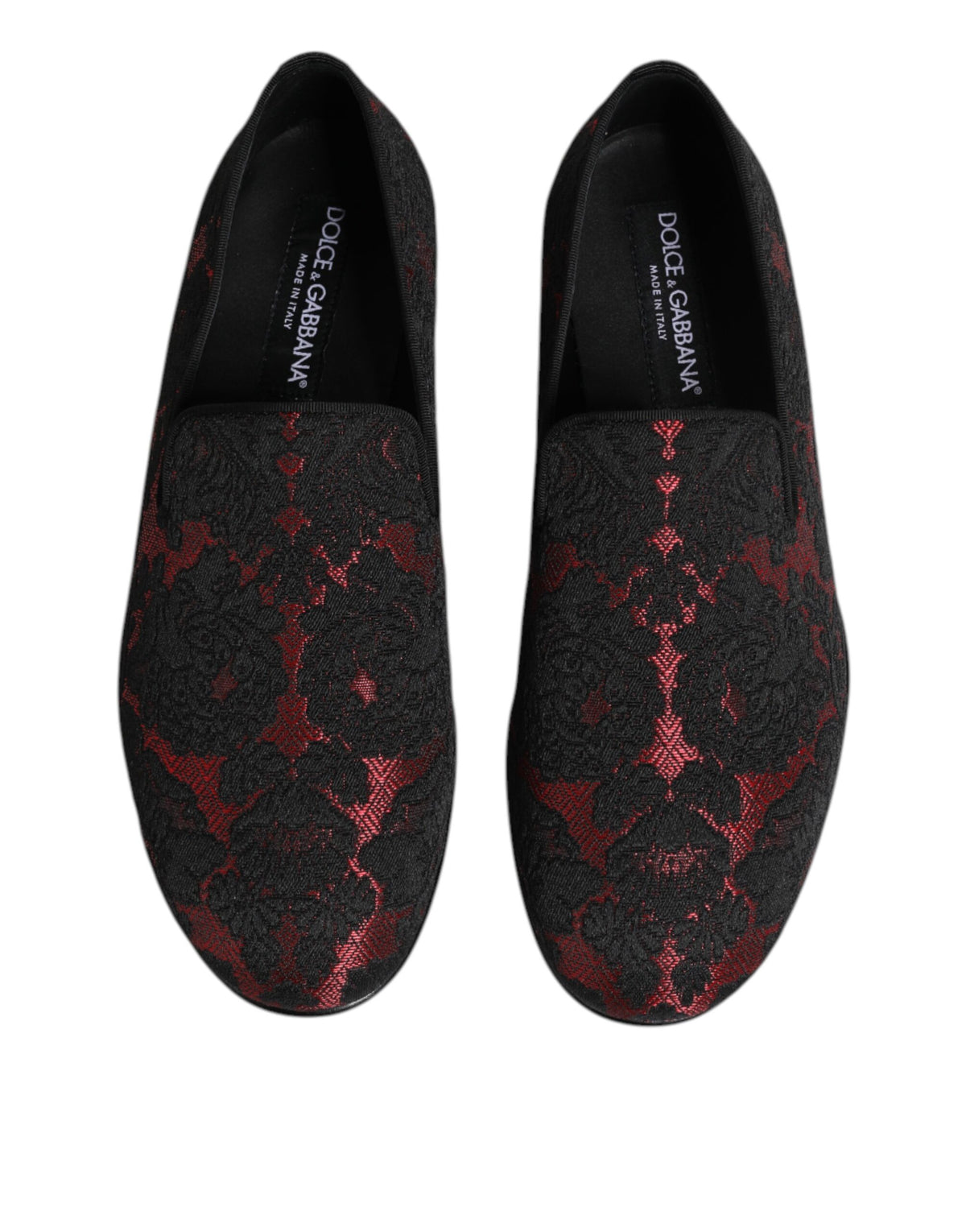 Red Black Jacquard Slip On Men Loafers Shoes