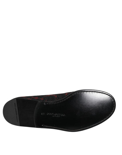 Red Black Jacquard Slip On Men Loafers Shoes