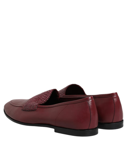 Burgundy Calfskin Leather Formal Slip On Shoes