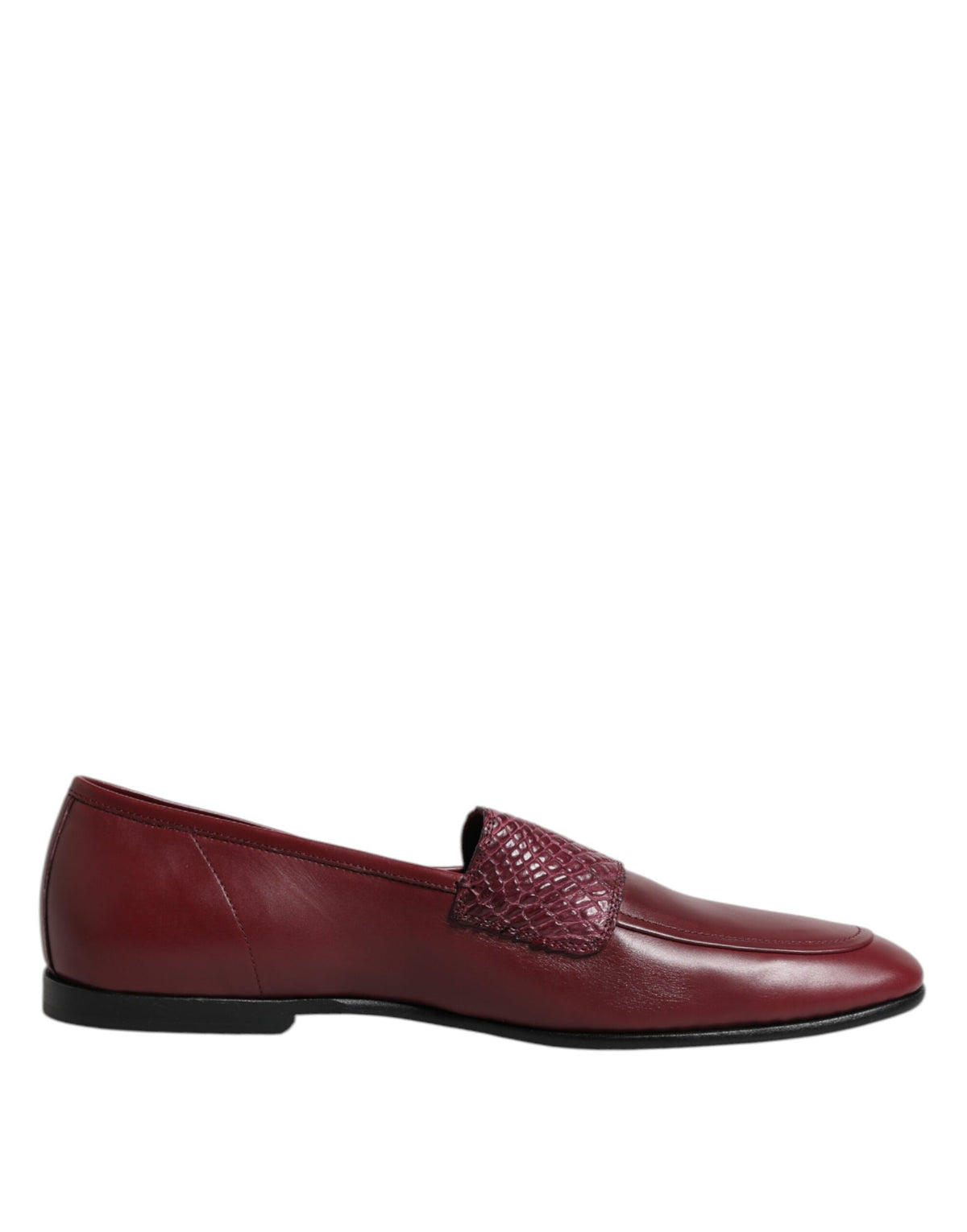 Burgundy Calfskin Leather Formal Slip On Shoes