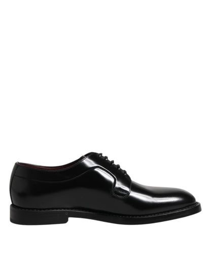 Black Calf Leather Lace Up Dress Derby Shoes