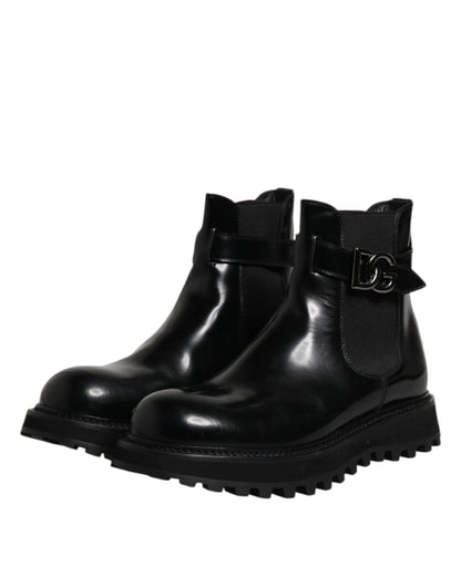 Black Belted DG Logo Men Chelsea Boots Shoes