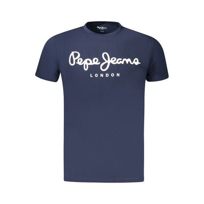 Blue Cotton Men T-Shirt
