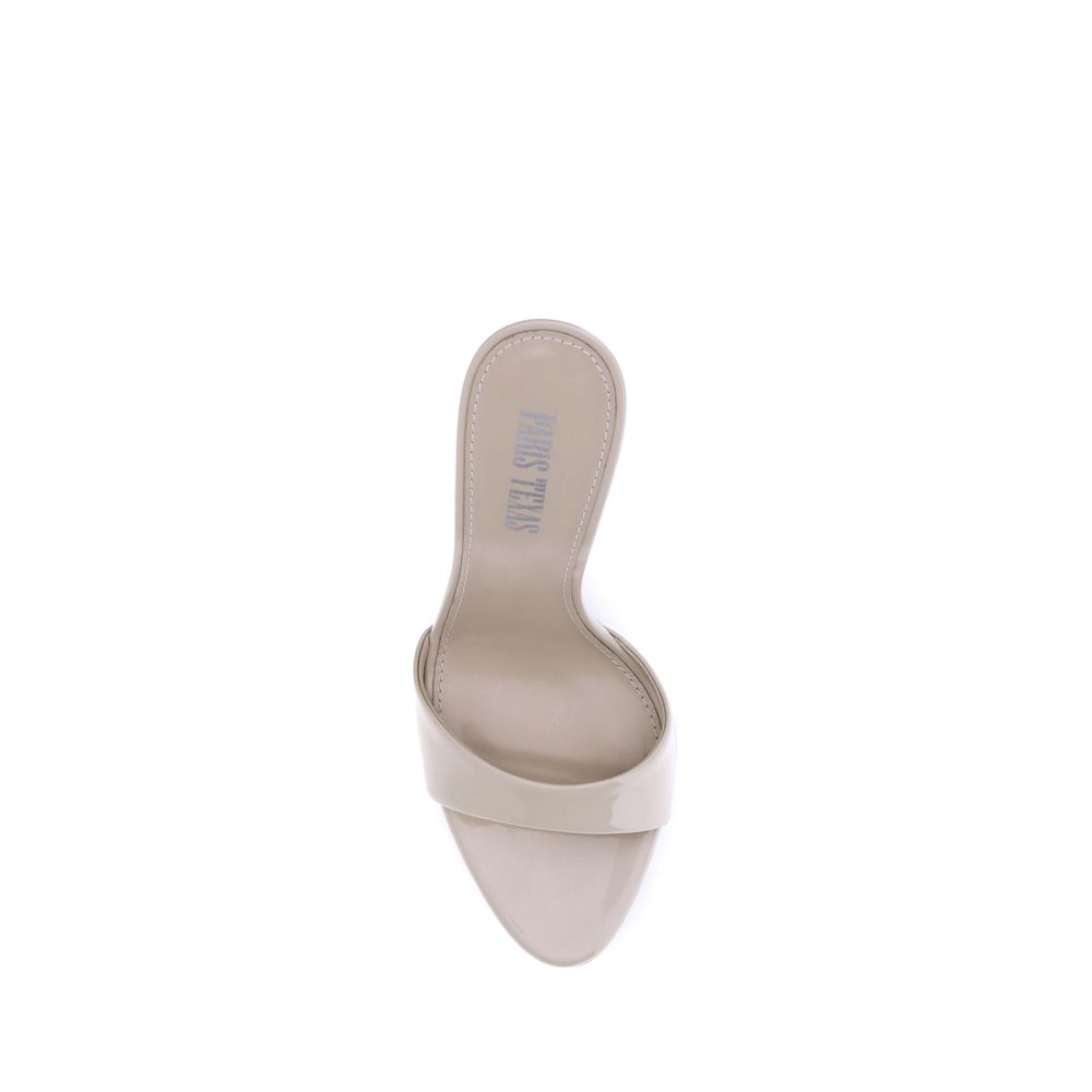 Beige Calf Leather Bos Taurus Stiletto Heel Sandals
