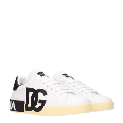 White Leather Low Top Sneakers