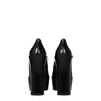 Black Leather Platforms Pumps