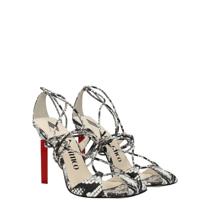 White Leather Stiletto Heels Sandals
