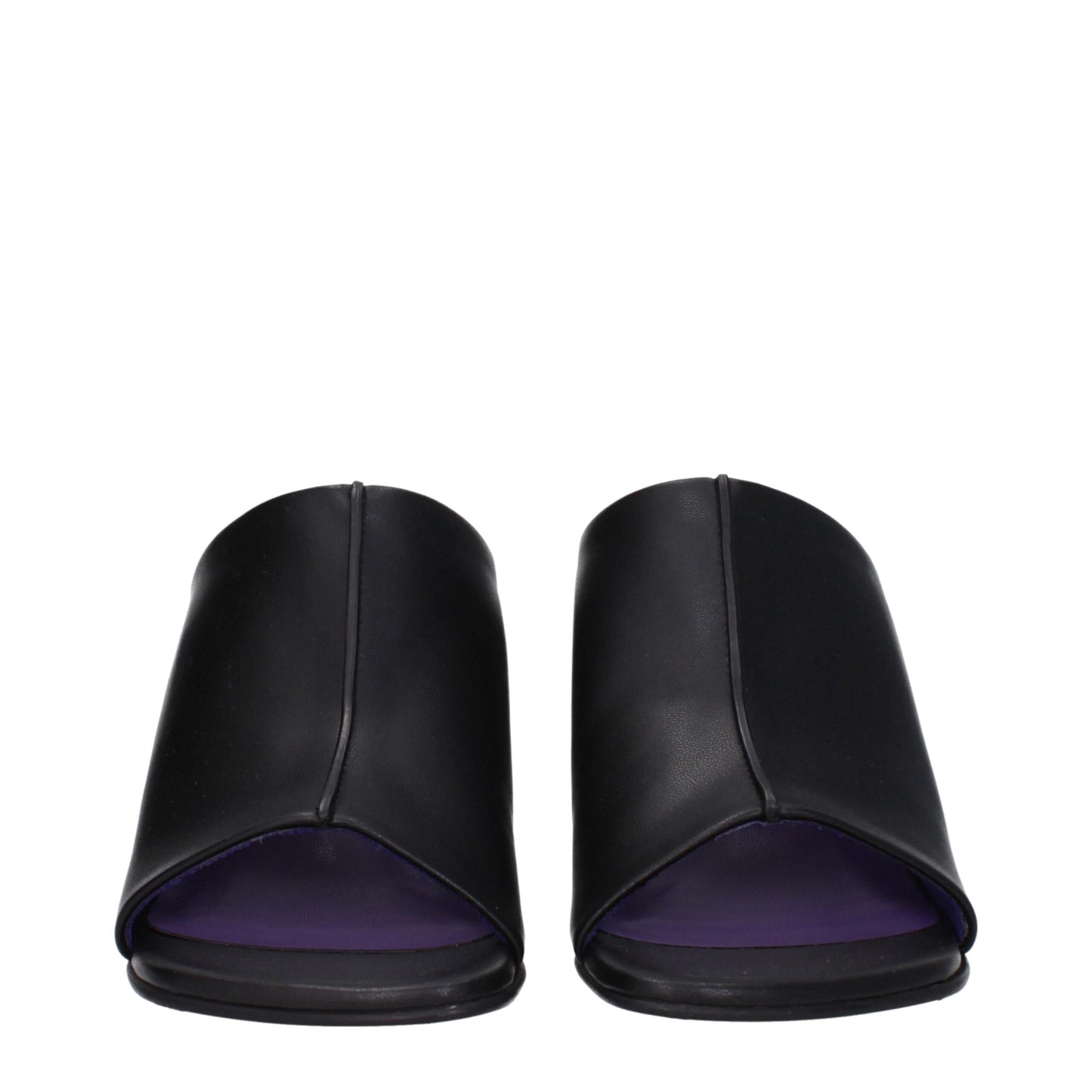 Black Leather Stiletto Heel Sandals