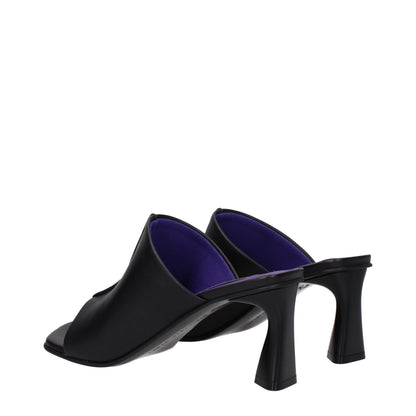 Black Leather Stiletto Heel Sandals