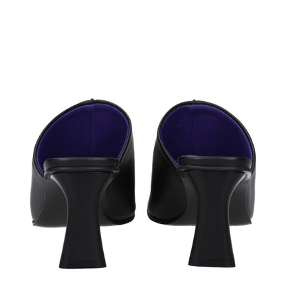 Black Leather Stiletto Heel Sandals