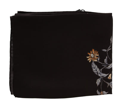Brown 100% Silk Bird Print Wrap 80cm X 102cm RRP Scarf