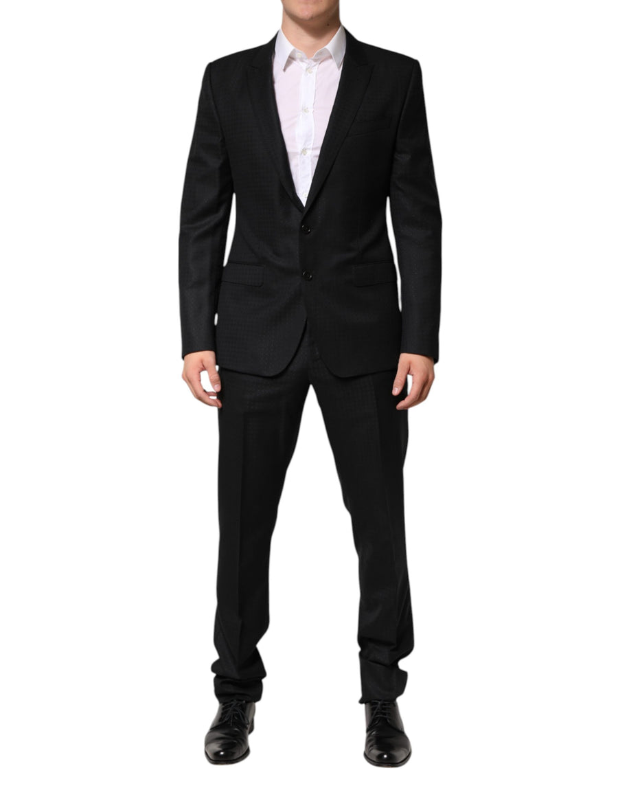 Dark Gray Jacquard Single Breasted 2 Piece Suit