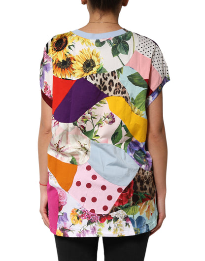 Multicolor Patchwork Cotton Silk Blouse Top
