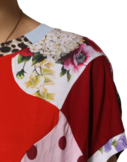 Multicolor Patchwork Cotton Silk Blouse Top
