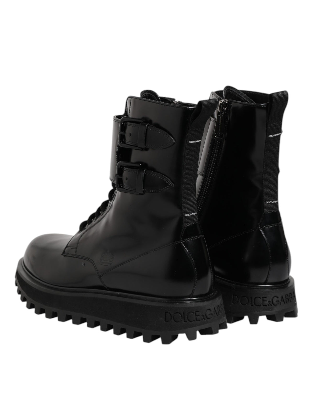 Black Leather Lace Up Mid Calf Boots Shoes