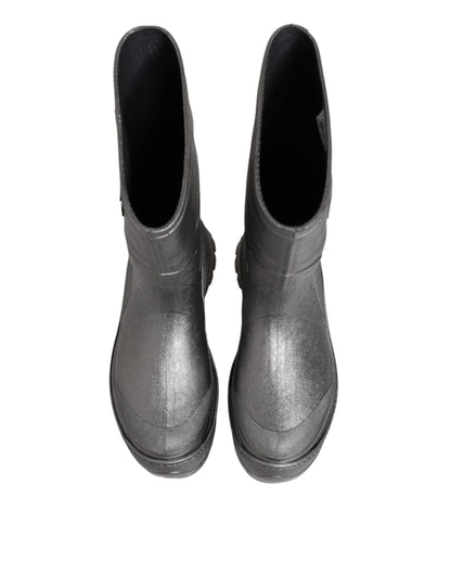 Metallic Silver Pull On Rain Boots Shoes