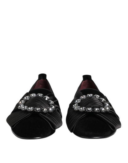 Black VATICANO Crystal Ribbon Slip On Shoes