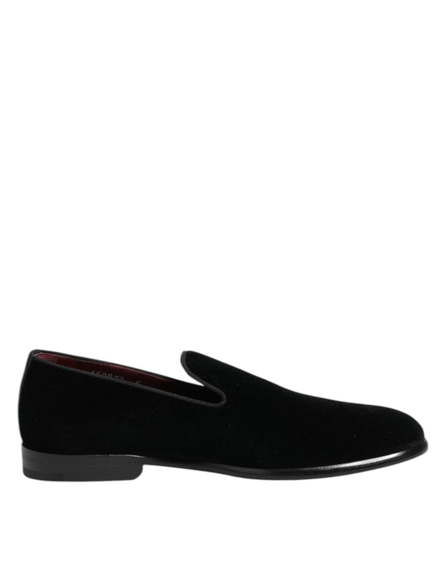 Black Velvet Loafers Formal Men Dress Shoes