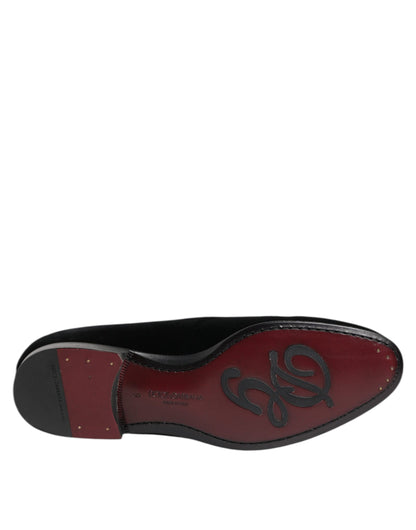 Black Velvet Loafers Formal Men Dress Shoes