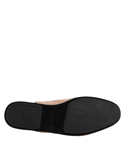 Beige Suede Leather Slides Flat Slipper Shoes