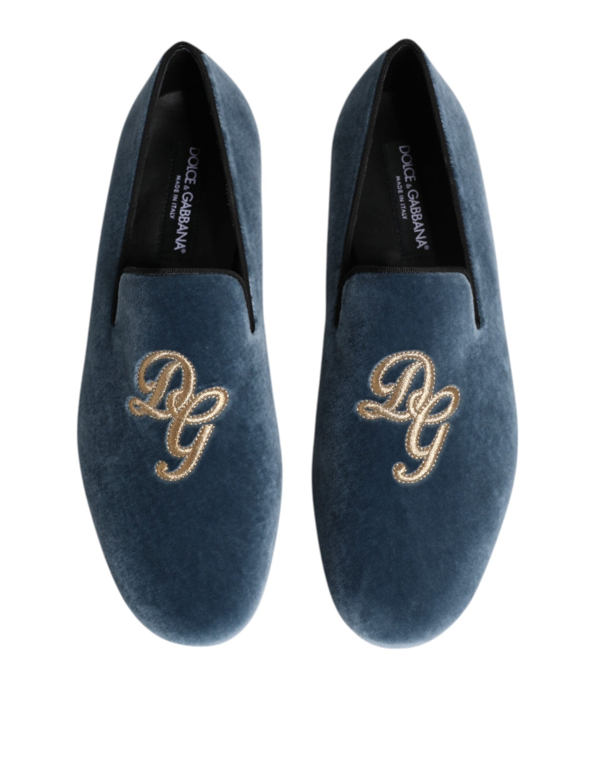Blue Velvet DG Logo Loafers Formal Shoes