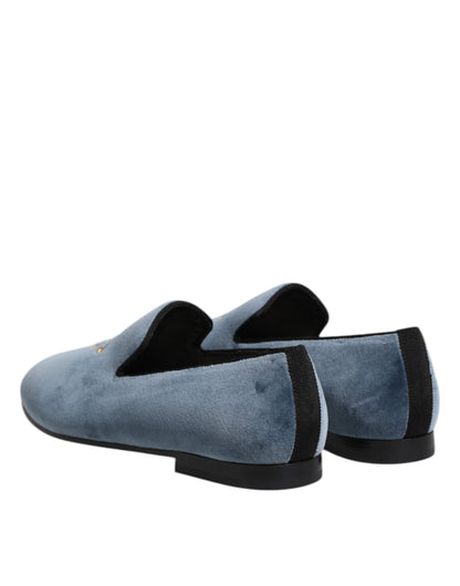 Blue Velvet DG Logo Loafers Formal Shoes