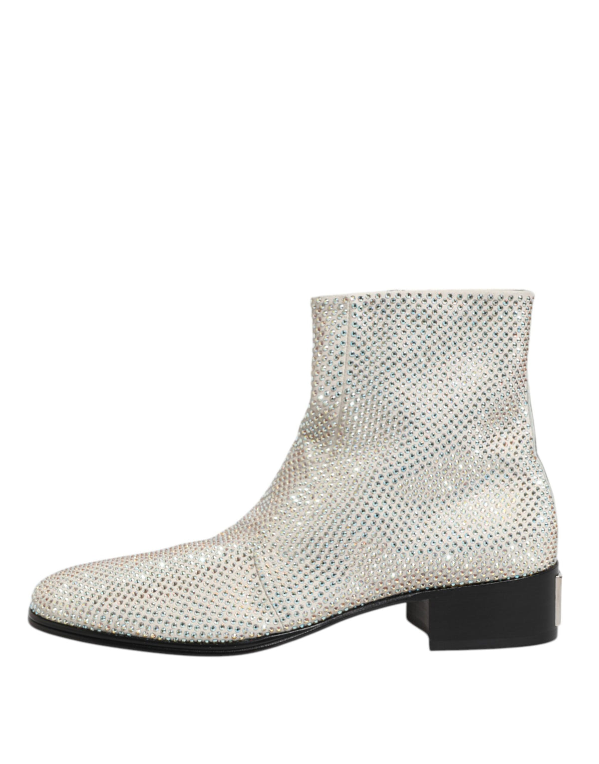 White Strass DG Logo Heels Ankle Boots Shoes