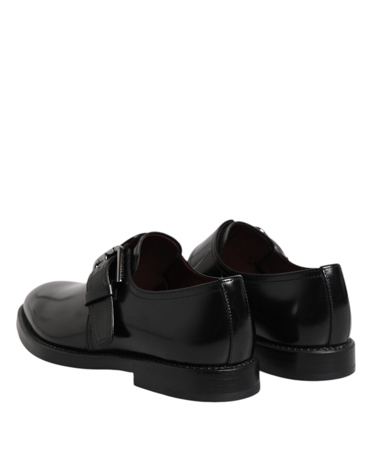 Black Leather Monk Strap Derby Formal Shoes