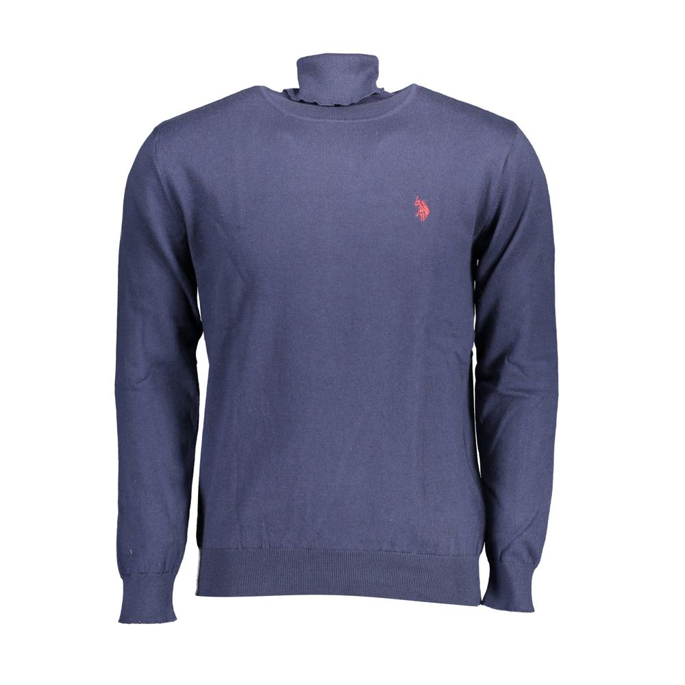 Blue Cotton Men's Turtleneck Sweater