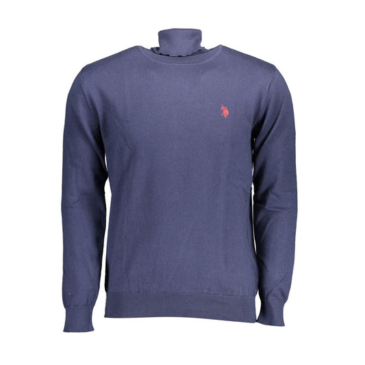 Blue Cotton Men's Turtleneck Sweater
