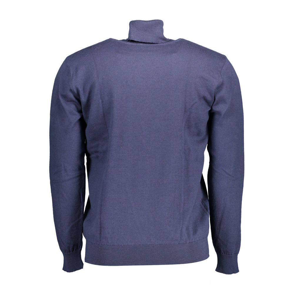 Blue Cotton Men's Turtleneck Sweater