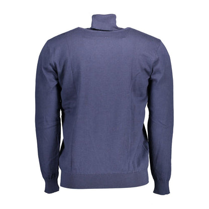 Blue Cotton Men's Turtleneck Sweater