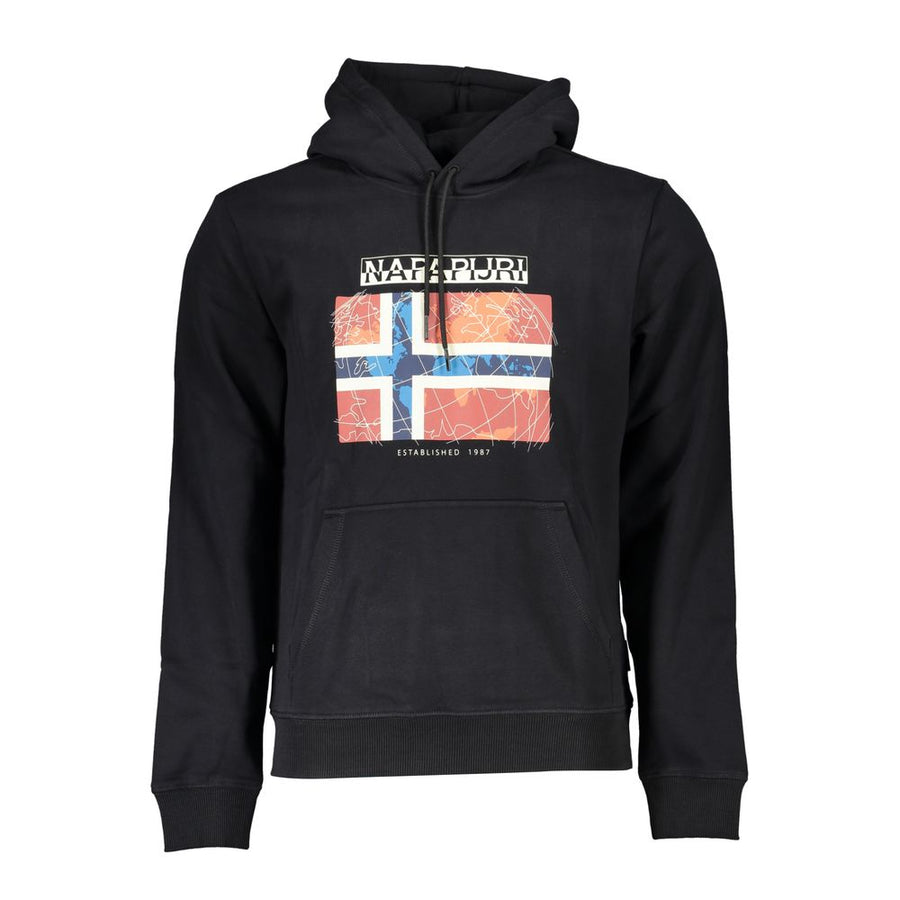 Black Cotton Men's Hooded Sweater