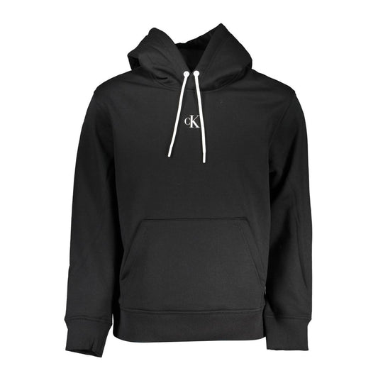 Black Polyester Men Sweater with Hood