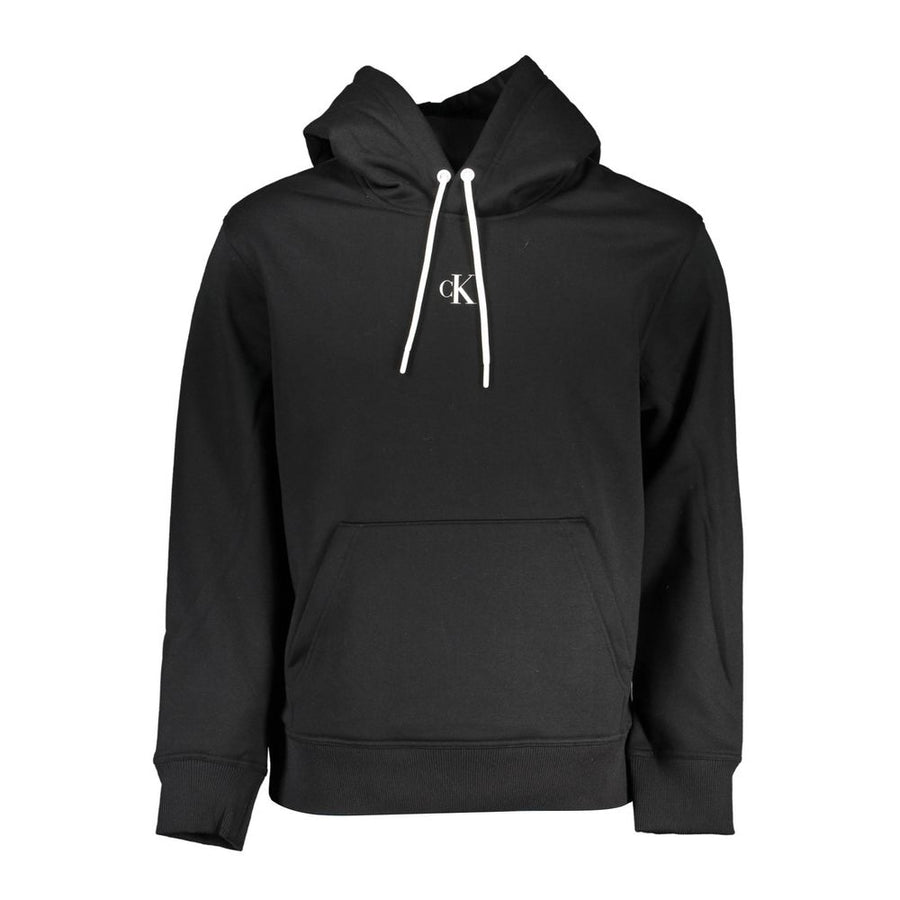 Black Polyester Men Sweater with Hood