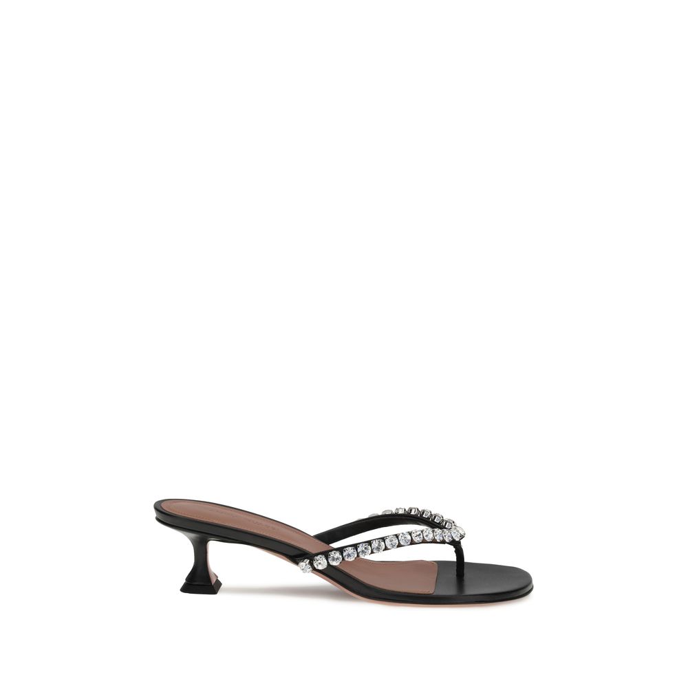 Black Calf Leather Bos Taurus Flip-Flop Sandals
