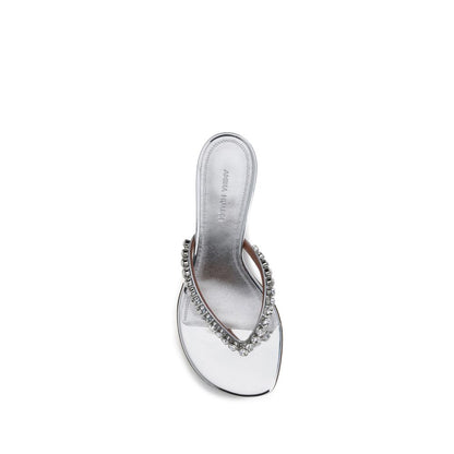 Silver Calf Leather Bos Taurus Stiletto Heel Sandals