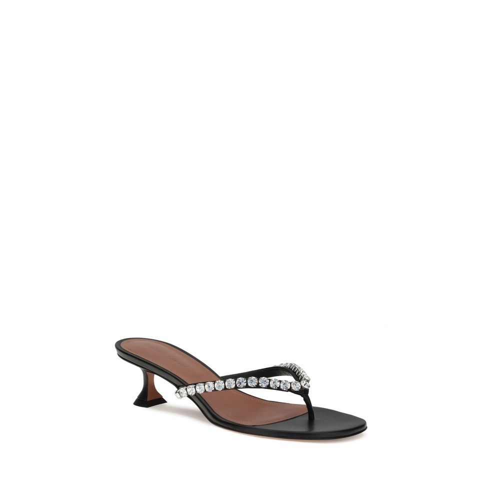 Black Calf Leather Bos Taurus Flip-Flop Sandals